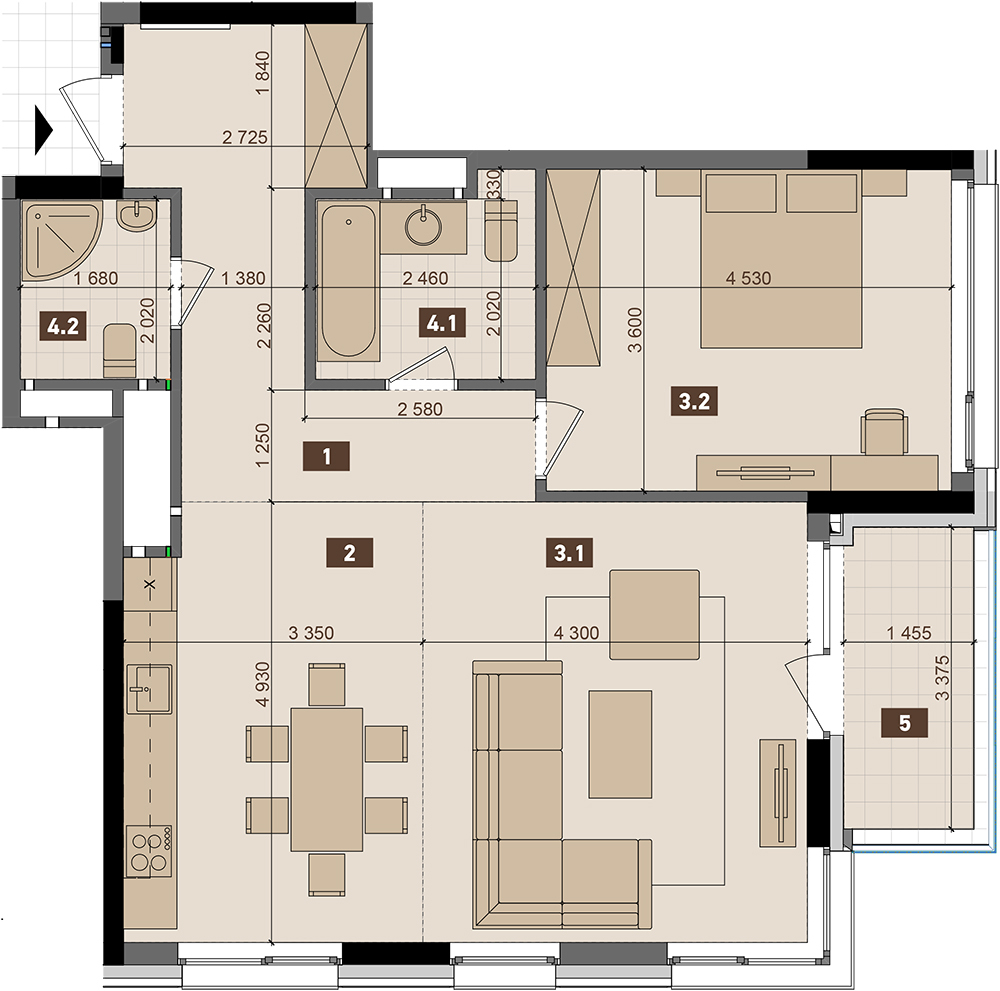 2-кімнатна 76.74 м² в ЖК Tetris Hall від 108 100 грн/м², Київ