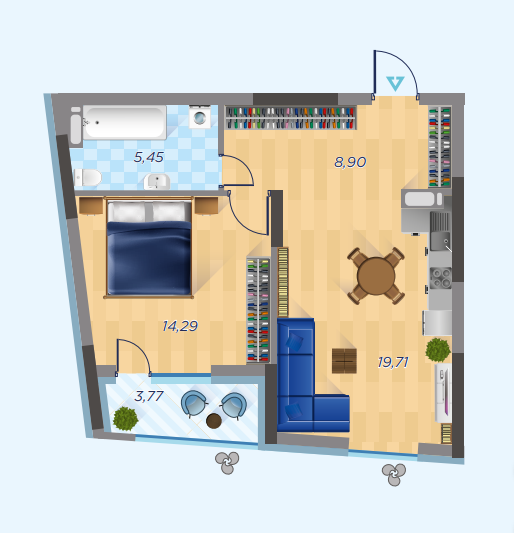 1-комнатная 52.12 м² в ЖК Старт от 33 000 грн/м², Киев