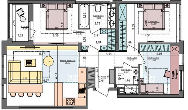 3-кімнатна 84.85 м² в ЖК Файна Таун від 26 200 грн/м², Київ