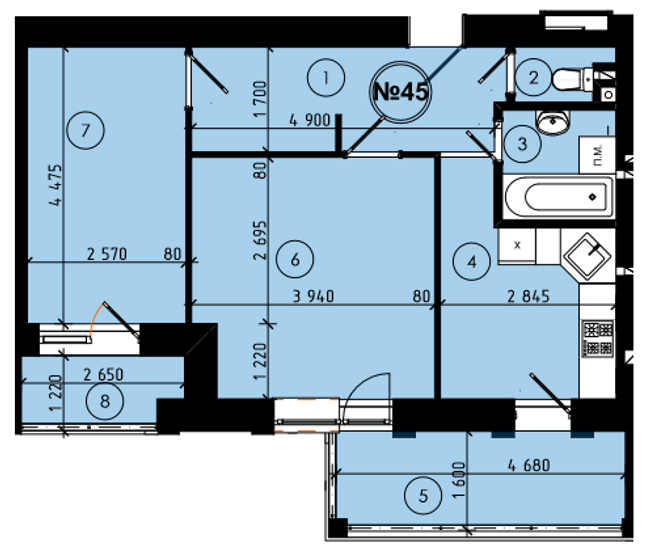 2-комнатная 51.7 м² в ЖК на ул. Шухевича, 9 от 14 000 грн/м², г. Новояворовск