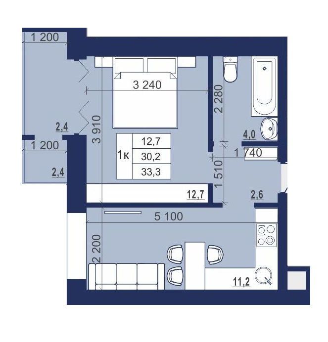 1-комнатная 33.3 м² в ЖК Набережный от 12 500 грн/м², г. Червоноград