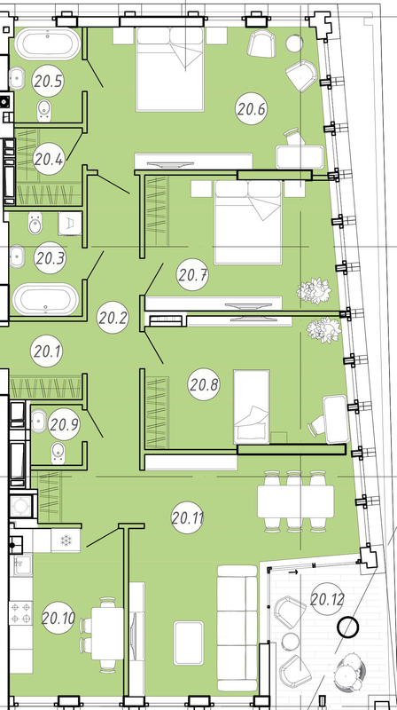 3-кімнатна 121.17 м² в ЖК Forum Apartments від 50 450 грн/м², Львів