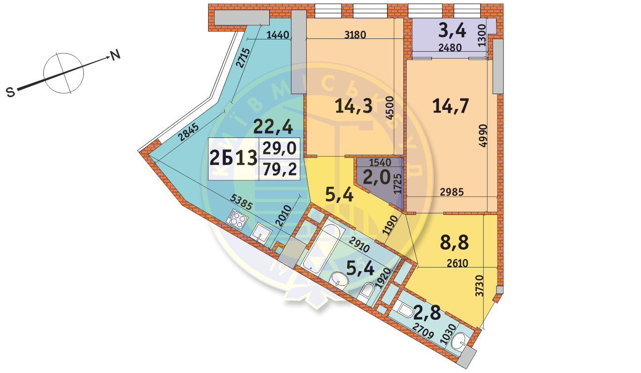 2-кімнатна 79.3 м² в ЖК Manhattan City від 52 025 грн/м², Київ