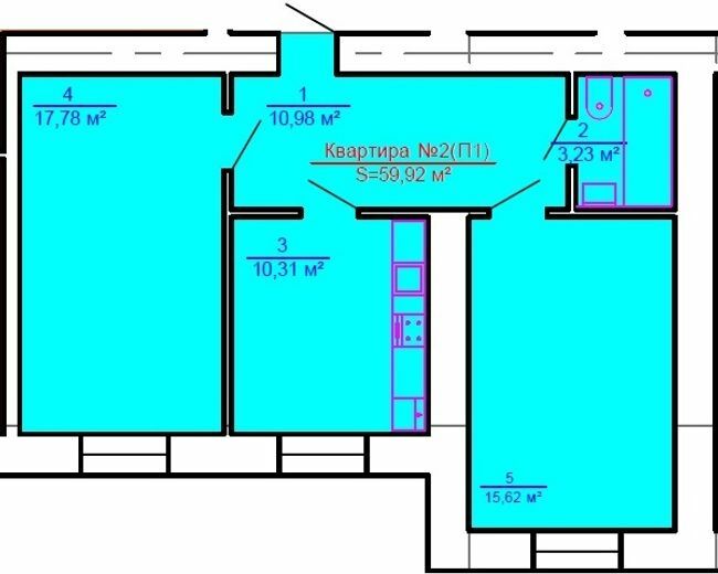 2-кімнатна 59.92 м² в ЖК Австрійська Садиба від забудовника, м. Рава-Руська