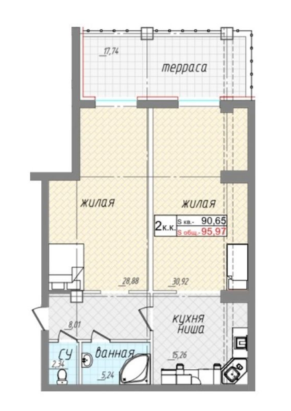 2-комнатная 95.97 м² в ЖК L7 House от 39 550 грн/м², Николаев