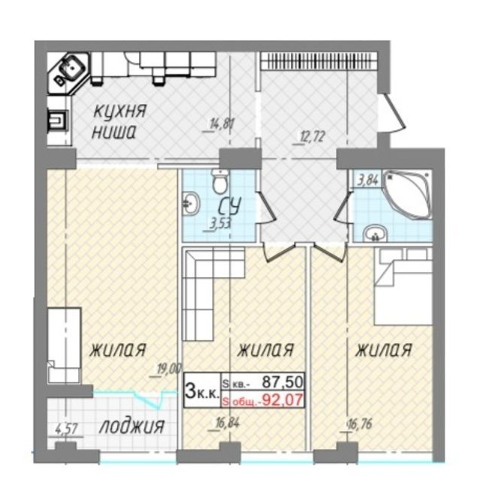 3-кімнатна 92.07 м² в ЖК L7 House від 39 550 грн/м², Миколаїв