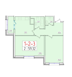 2-комнатная 59.32 м² в ЖК Пятьдесят шестая жемчужина от 17 050 грн/м², Одесса