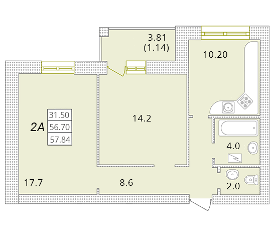 2-кімнатна 57.84 м² в ЖК Парк Совіньон від 21 650 грн/м², смт Таїрове