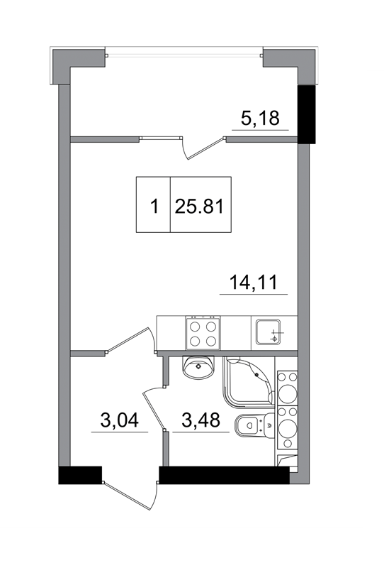 1-комнатная 25.81 м² в ЖГ ARTVILLE от 15 350 грн/м², пгт Авангард