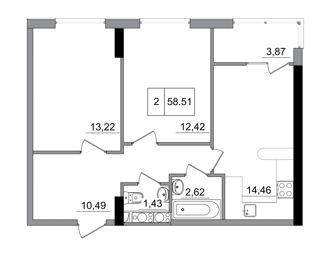 2-кімнатна 58.51 м² в ЖМ ARTVILLE від 14 850 грн/м², смт Авангард