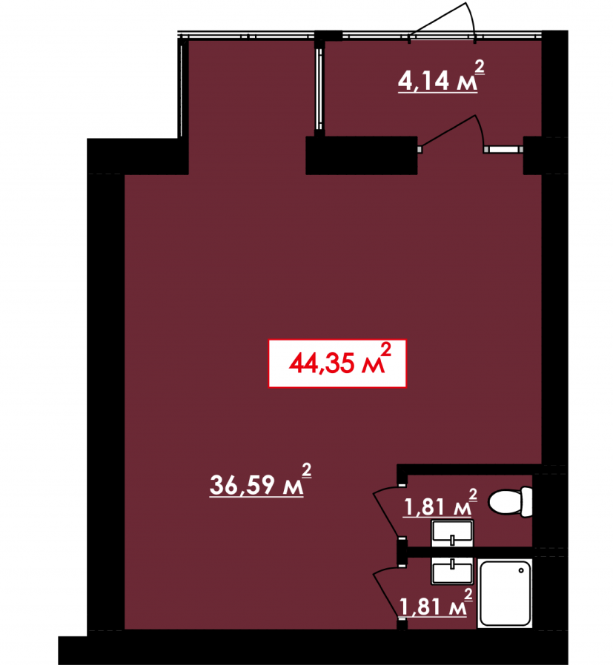 Помещение свободного назначения 44.35 м² в КД Семейный от застройщика, Ивано-Франковск