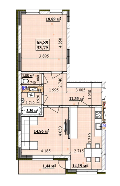 2-комнатная 65.89 м² в ЖК Comfort City от 18 200 грн/м², Ужгород