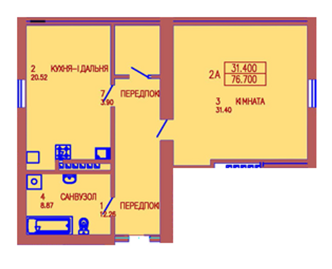 2-комнатная 76.7 м² в ЖБ Сонячний от 5 000 грн/м², с. Подпечеры