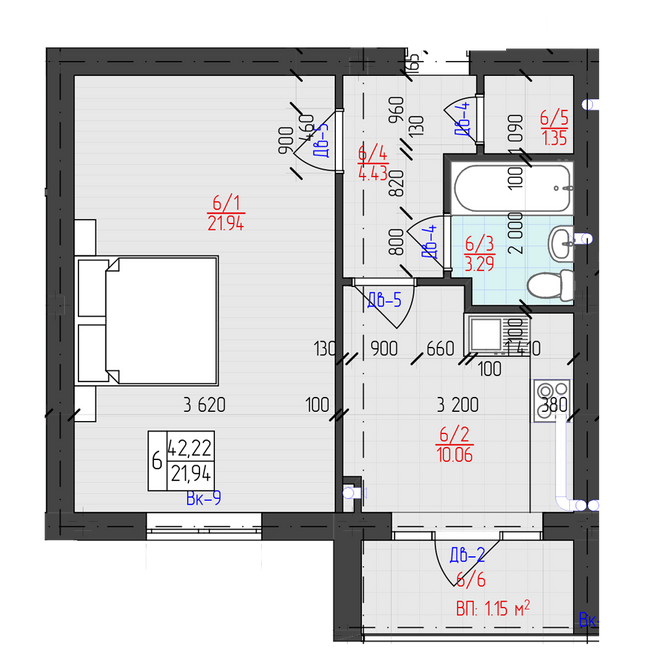 1-комнатная 42.22 м² в ЖК Университетский от 19 500 грн/м², Ужгород