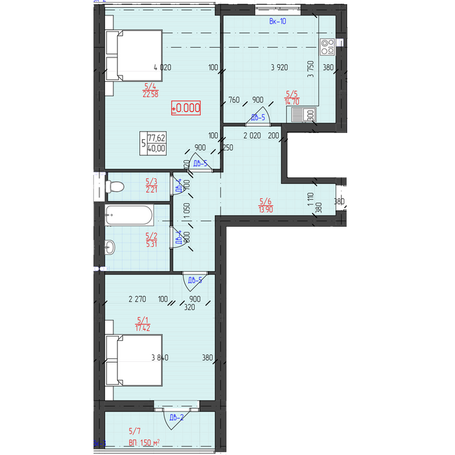 2-комнатная 77.62 м² в ЖК Университетский от 16 000 грн/м², Ужгород