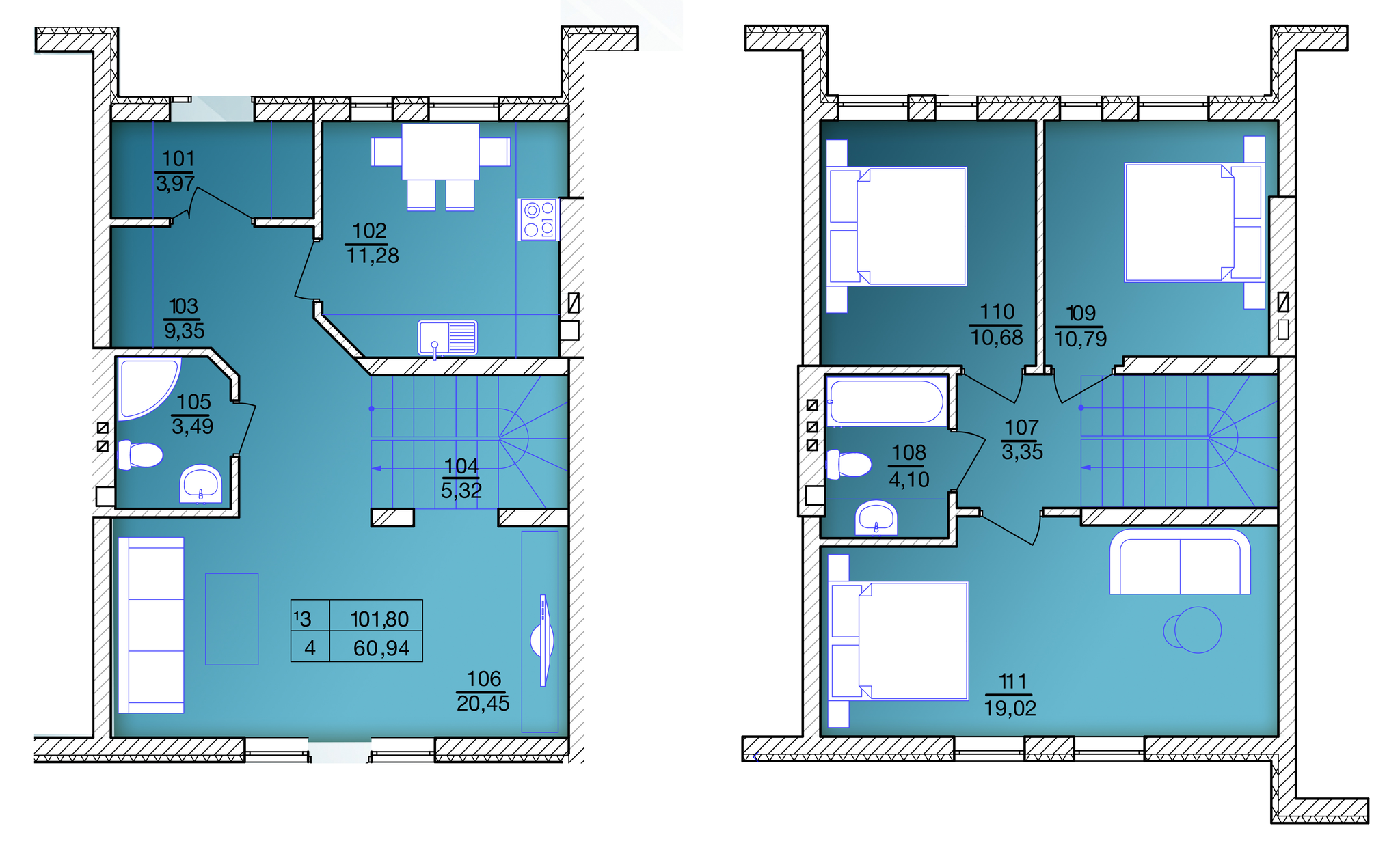 Таунхаус 101.8 м² в Таунхаус Prestige House від забудовника, Ужгород