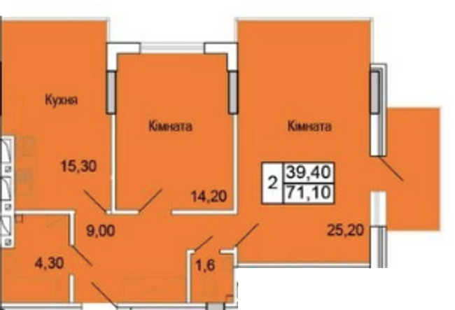 2-комнатная 71.1 м² в ЖК Парковый Бульвар от 16 000 грн/м², Хмельницкий