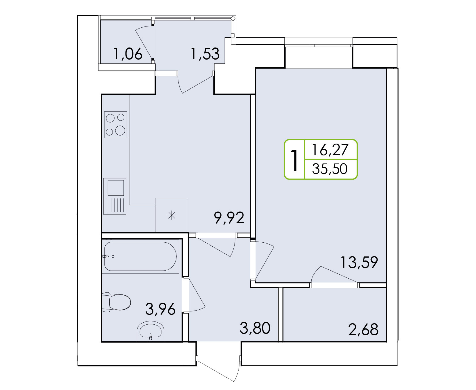 1-комнатная 35.5 м² в ЖК Ранкове Family от 14 500 грн/м², Хмельницкий