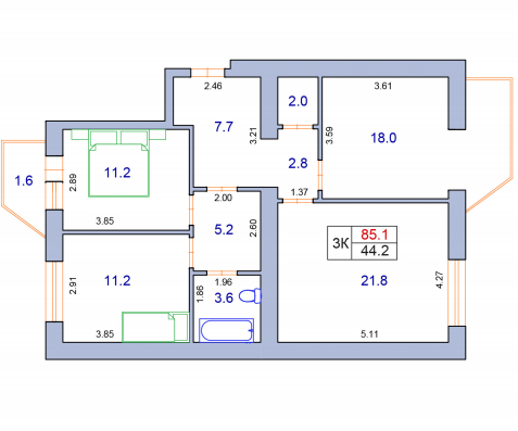 3-кімнатна 85.1 м² в ЖК Фонтан від 33 950 грн/м², Хмельницький