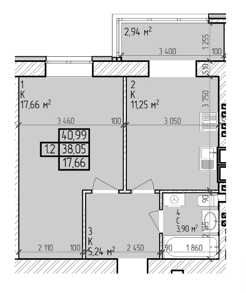 1-комнатная 40.99 м² в ЖК Центральный от 17 000 грн/м², г. Горишние Плавни