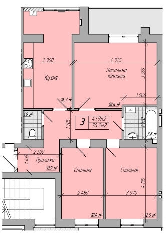 3-кімнатна 76.2 м² в ЖК Центральний від 13 500 грн/м², м. Кременчук