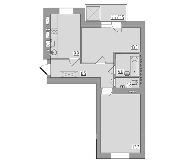 2-комнатная 58.9 м² в ЖК Королёва от 16 800 грн/м², Ровно