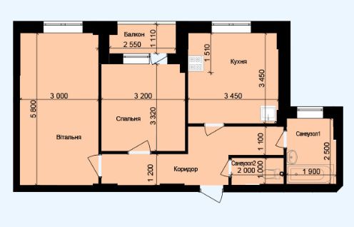 2-комнатная 57.5 м² в ЖК Дом на Подолье от застройщика, Винница