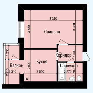 1-комнатная 37.8 м² в ЖК Зоря от застройщика, Винница