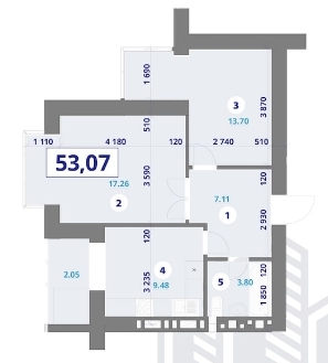 2-комнатная 53.07 м² в ЖК Галицкий 2 от 13 500 грн/м², Ивано-Франковск