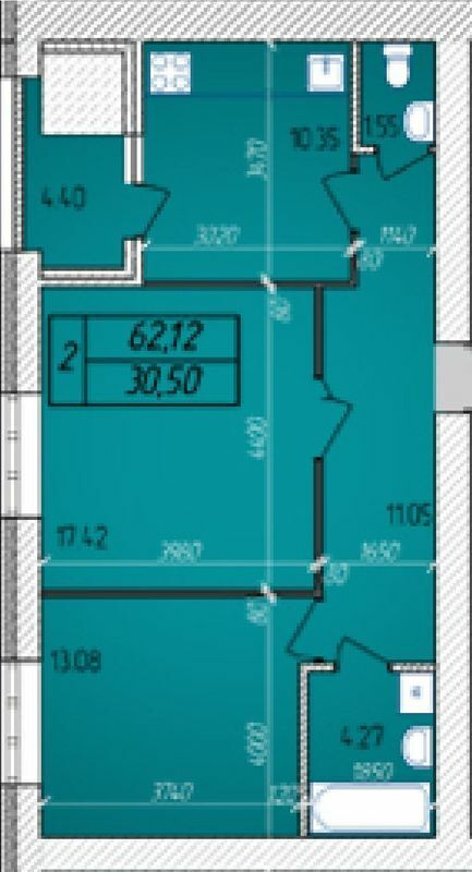 2-комнатная 62.12 м² в ЖК Avila от 13 800 грн/м², Житомир