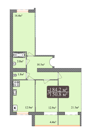 3-кімнатна 84.2 м² в ЖК Dream Park від 12 700 грн/м², Хмельницький