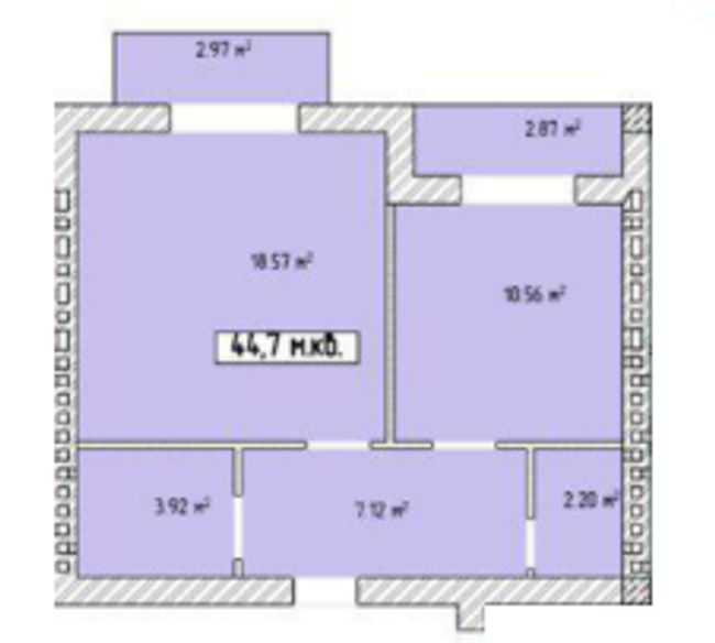 1-кімнатна 44.7 м² в ЖК Паннонія від 24 600 грн/м², Ужгород