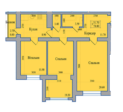 3-кімнатна 78 м² в ЖК Діамант від забудовника, м. Кам`янець-Подільський