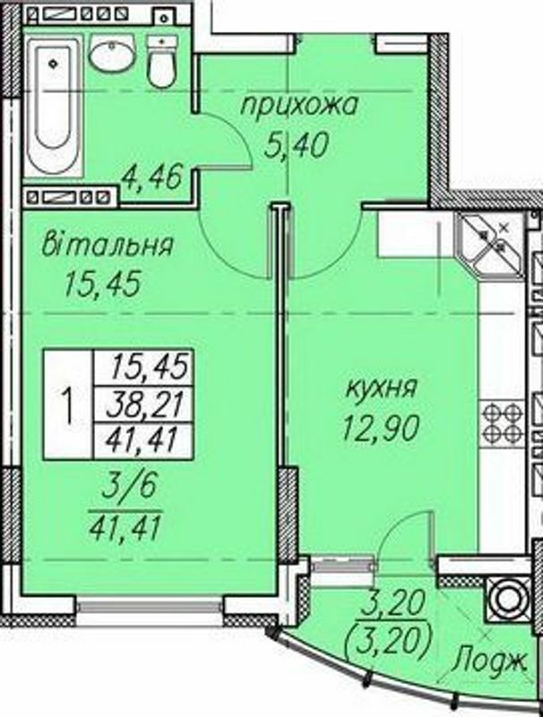 1-кімнатна 41.41 м² в ЖК на вул. Київська від 14 500 грн/м², Тернопіль