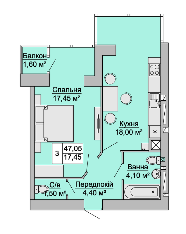 1-комнатная 47.05 м² в ЖК Маєток Миколаївський от 12 000 грн/м², Черновцы