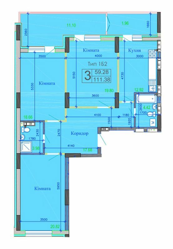 3-кімнатна 111.38 м² в ЖК River House від 17 000 грн/м², м. Українка