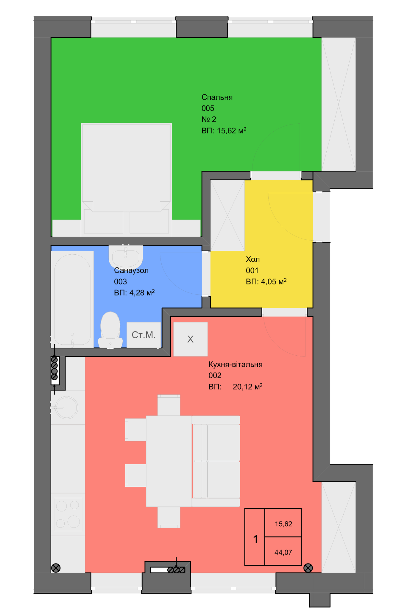 Таунхаус 44.4 м² в Таунхауси Townhouseclub від 15 203 грн/м², с. Софіївська Борщагівка