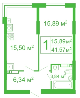 1-комнатная 41.57 м² в ЖК Счастливый на Яблоневой от 17 500 грн/м², с. Софиевская Борщаговка