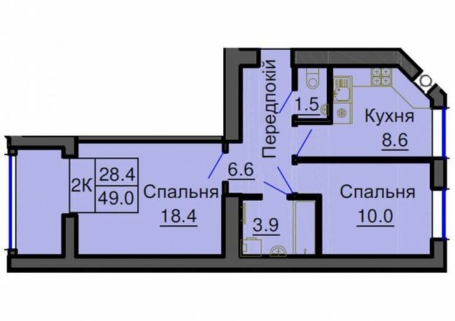 2-комнатная 49 м² в ЖК София Резиденс от 19 100 грн/м², с. Софиевская Борщаговка