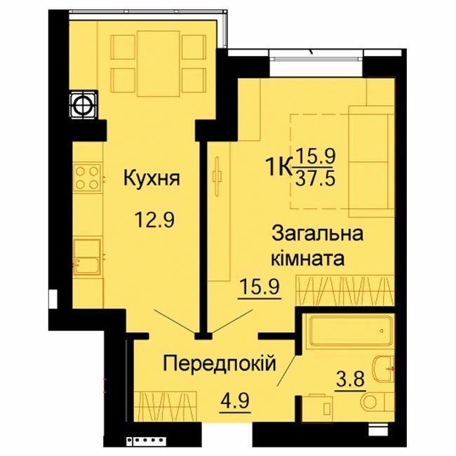1-комнатная 37.5 м² в ЖК Львовский маеток от 16 500 грн/м², с. Софиевская Борщаговка