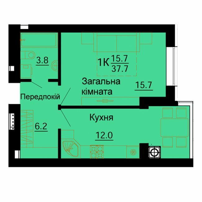 1-комнатная 37.7 м² в ЖК Львовский маеток от 16 500 грн/м², с. Софиевская Борщаговка