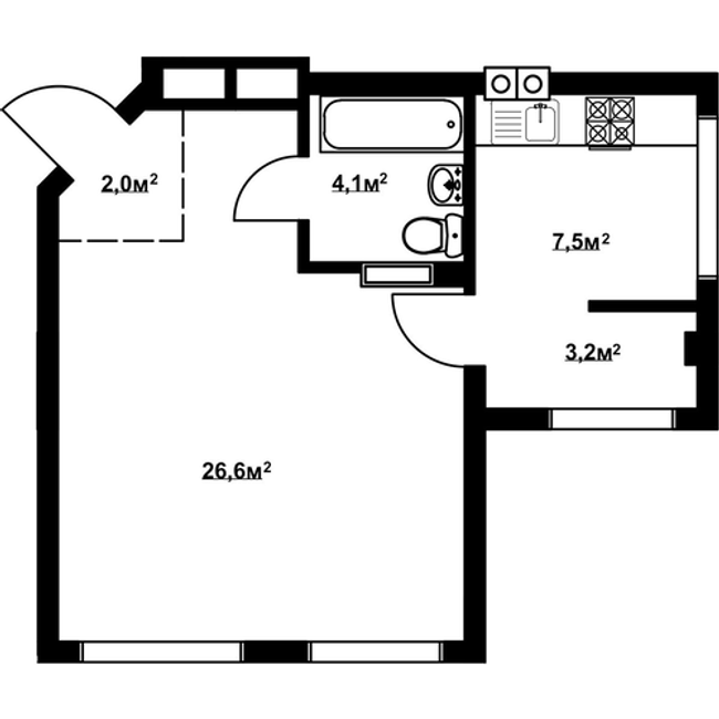 1-комнатная 43.4 м² в ЖК Благород от 15 000 грн/м², с. Крюковщина