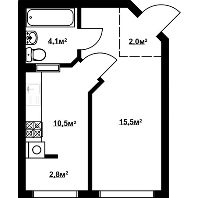 1-кімнатна 30.5 м² в ЖК Благород від 13 000 грн/м², с. Крюківщина