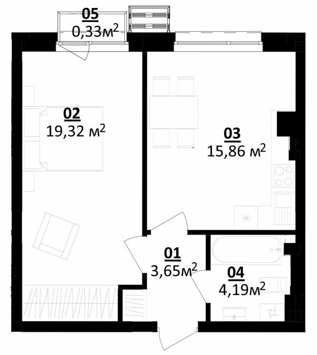 1-комнатная 43.35 м² в ЖК Белый Шоколад.Center от 13 000 грн/м², с. Белогородка