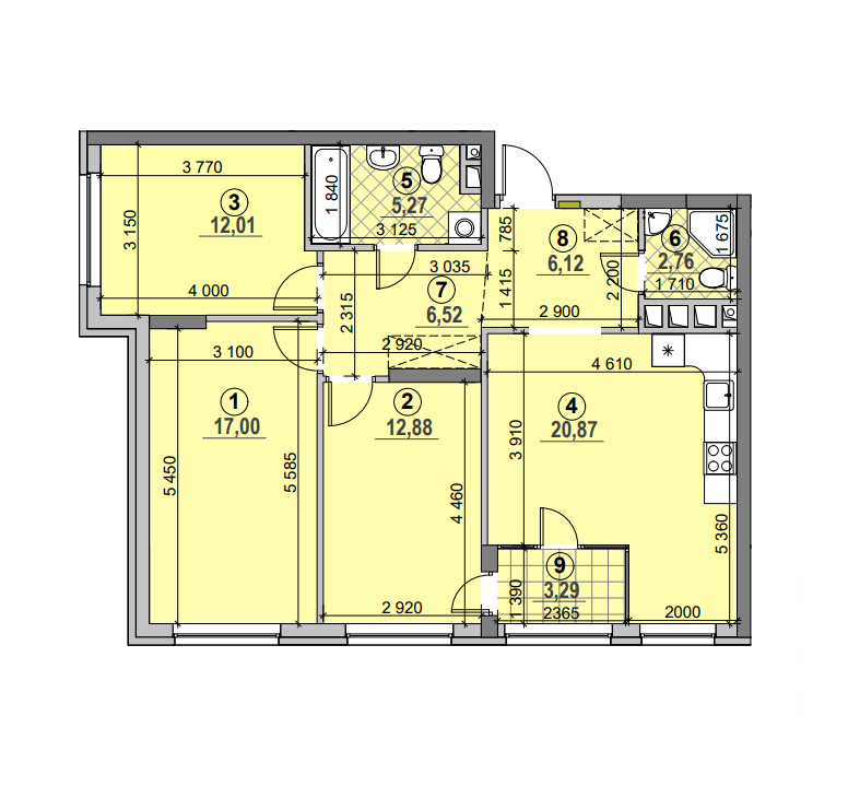 3-комнатная 86.72 м² в ЖК Галактика от 22 648 грн/м², Киев