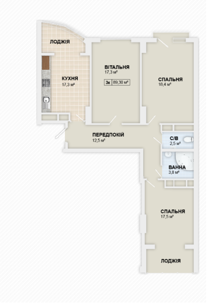 3-комнатная 89.2 м² в ЖК LYSTOPAD от 14 600 грн/м², Ивано-Франковск