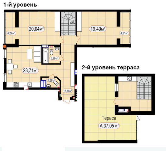 Двухуровневая 117.26 м² в ЖК 7'я от 26 600 грн/м², с. Счастливое