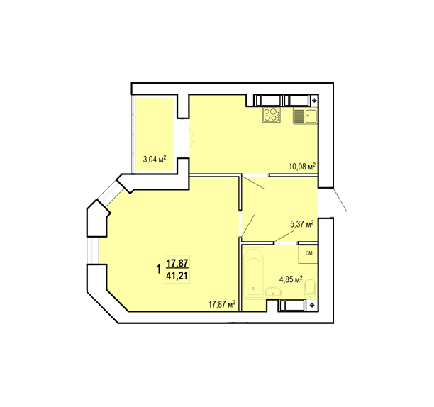 1-кімнатна 41.21 м² в ЖК Сокільники від 17 000 грн/м², Харків