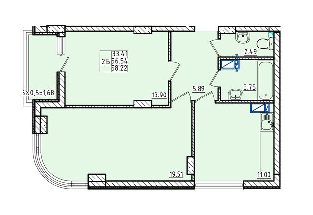 2-комнатная 58.22 м² в ЖК Цветной бульвар от 18 100 грн/м², г. Черноморск