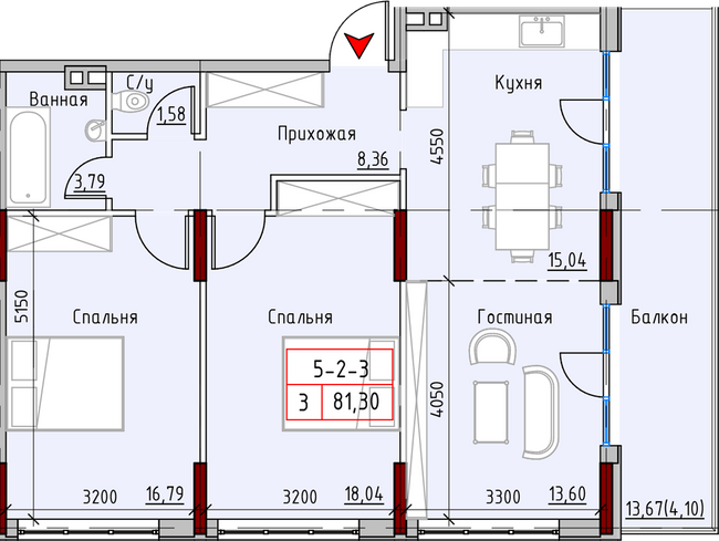 3-кімнатна 81.3 м² в ЖК MARINIST residence від 33 900 грн/м², Одеса